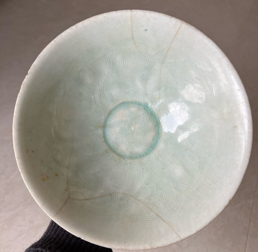 南宋·湖田窑·影青·刻海水纹·大碗 