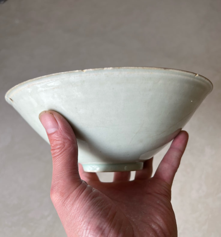 南宋·湖田窑·影青·刻海水纹·大碗 